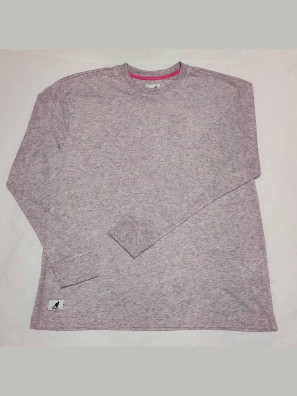 NWT Kangol Long-Sleeve Tee / T-Shirt - Heather Gray / Pink - Men's M
